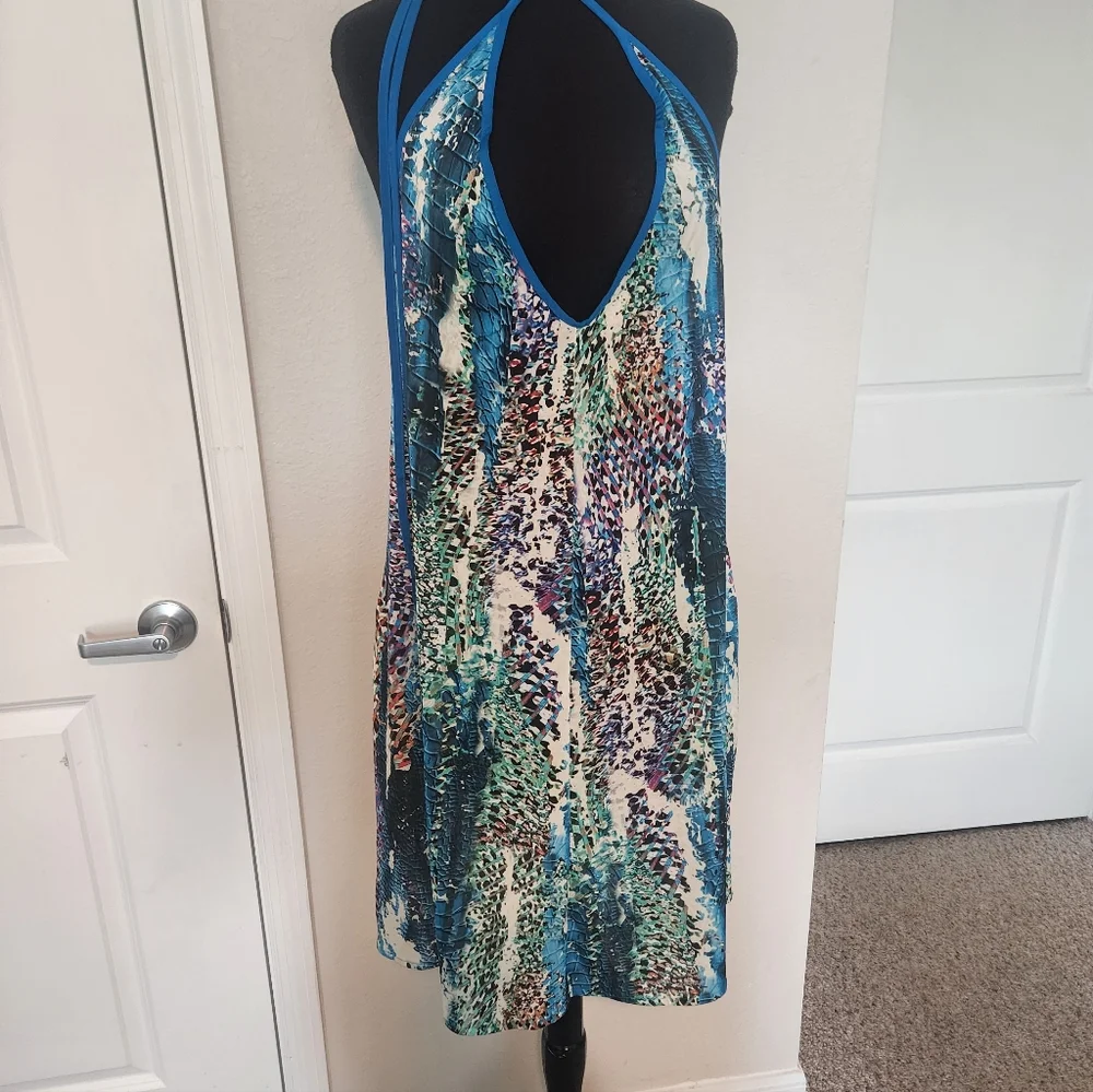 SHAN Blue Multicolor Swim Coverup